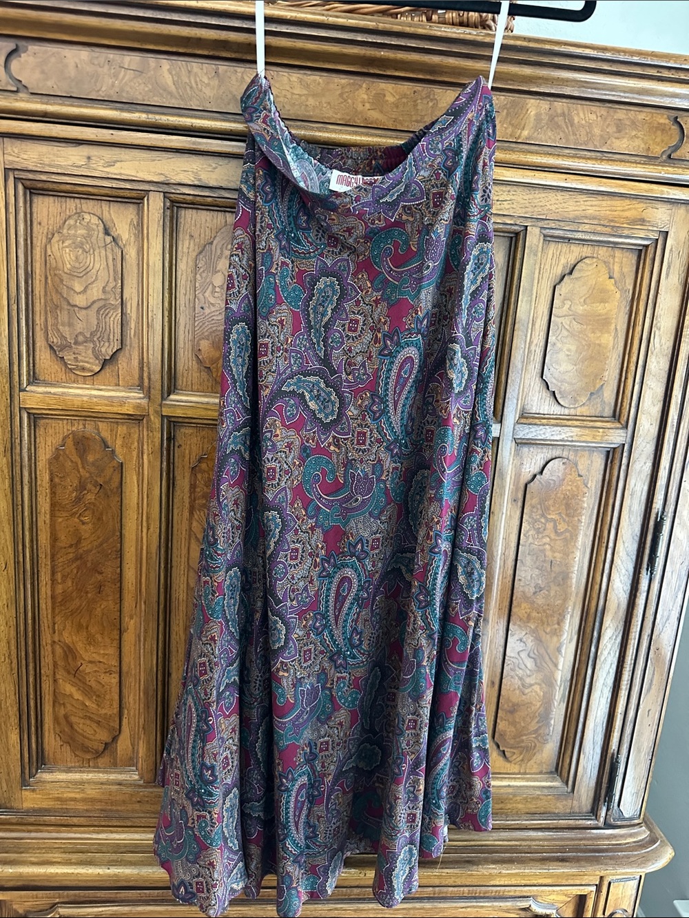 Vintage Maggy London Paisley Midi Maxi Skirt - Jewel Tone Boho